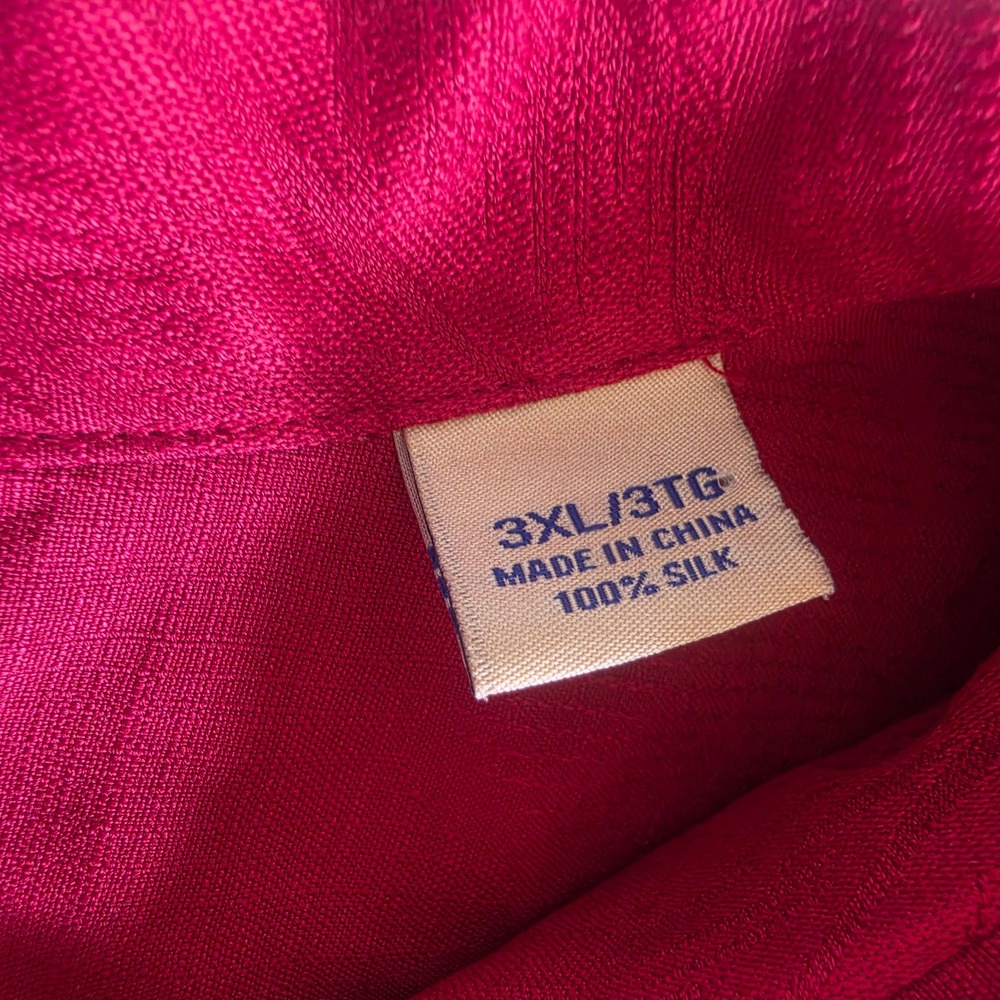 Tommy Bahama Mens Red Jacquard Tropical Leaf 100% Silk Camp Shirt Original Fit - Picture 10 of 12